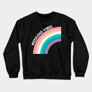 Retro Weekend Vibes For Women Vintage Rainbow Travel Crewneck Sweatshirt